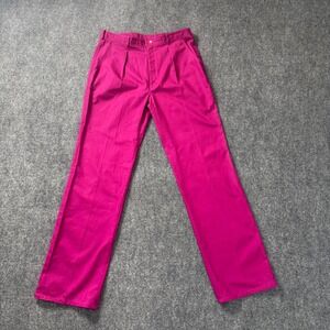 Vintage Boston Traders Magenta Pink Cotton Pleated Trousers Mens 32x35 Straight